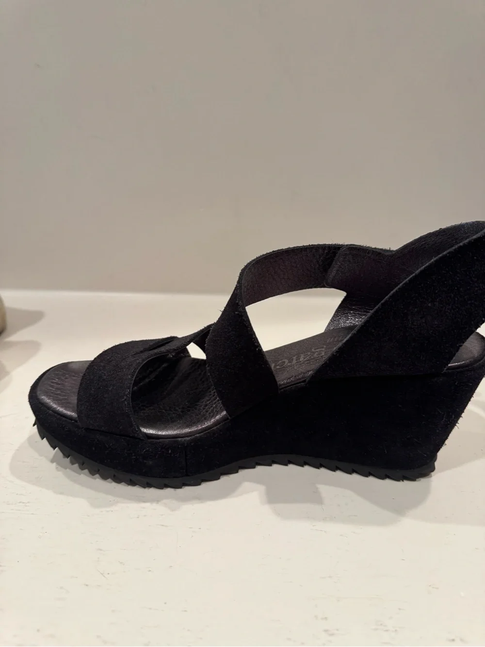Pedro Garcia Black Wedge Sandal